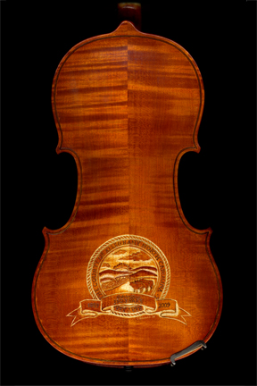 Reverse view of Carved Fiddle by Gracen Lucas and David Joines