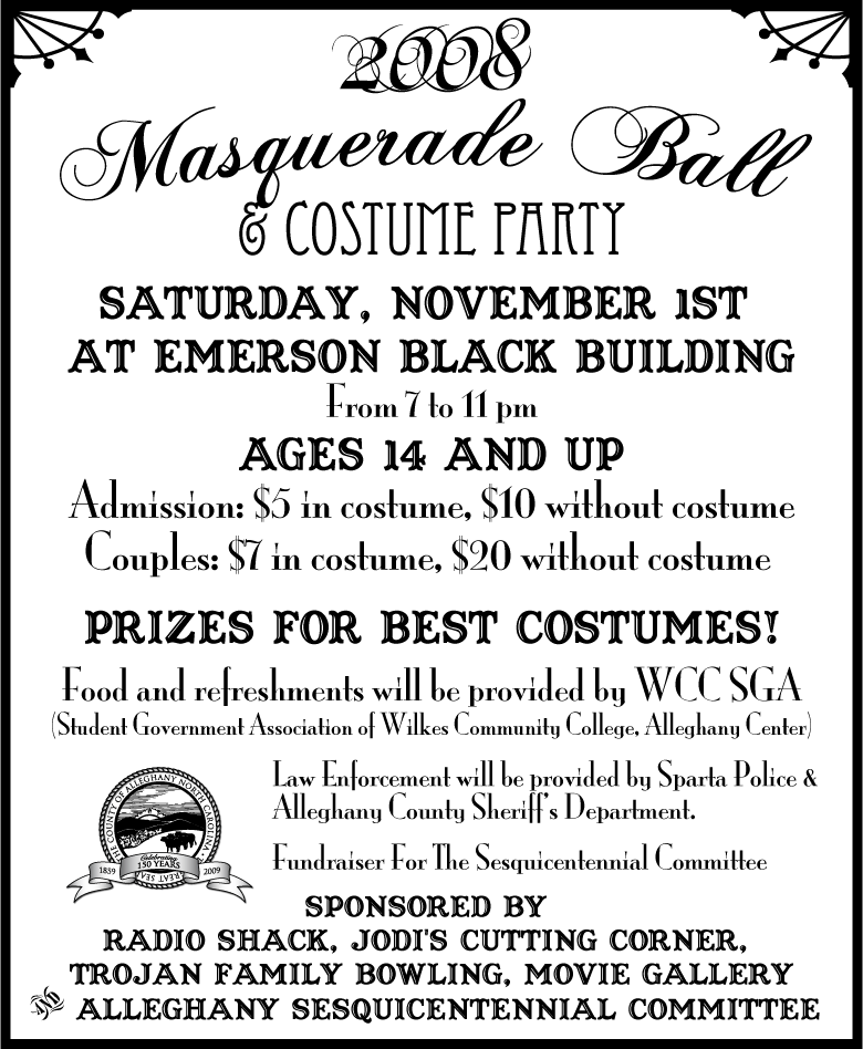 Winterhawk, Kicking Deer, the Sesquicentennial Committee & the Town of Sparta Invite you to an Informal Gathering, August 15, 2009 at Crouse Park in Sparta for a day of drumming, singing, dancing, story telling, demonstrating, flute playing. Drums Welcome. Blanket dances, day money for dancers. Raffle, 50/50 pot. Only handmade Native Crafts will be sold. For more informations, vendors can call 336-372-4107.